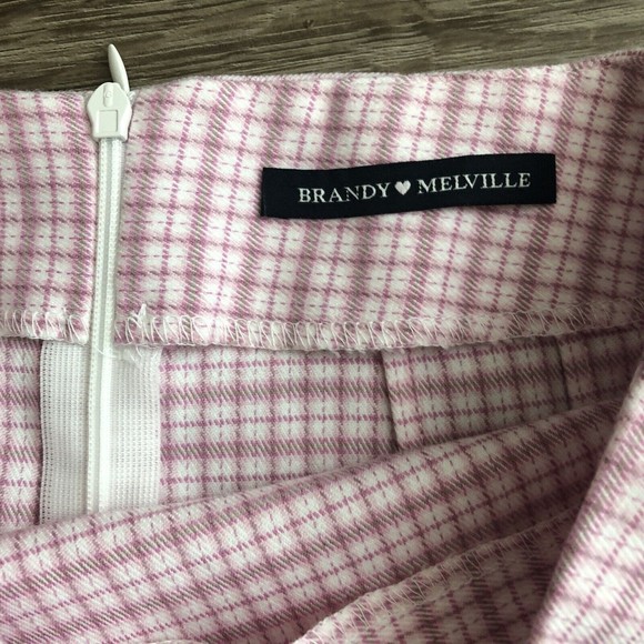 Brandy Melville Pink Gingham Plaid Mini Skirt - Picture 4 of 5